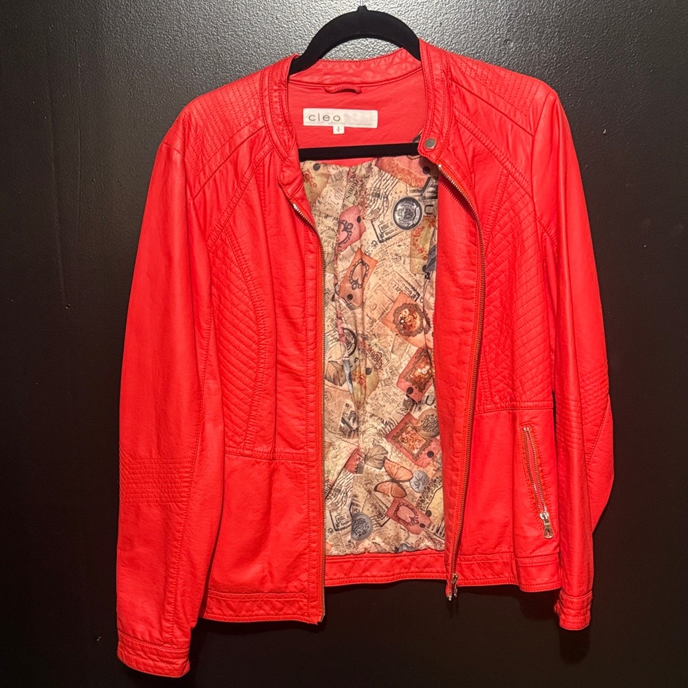 Red Zip-Up leather Jacket